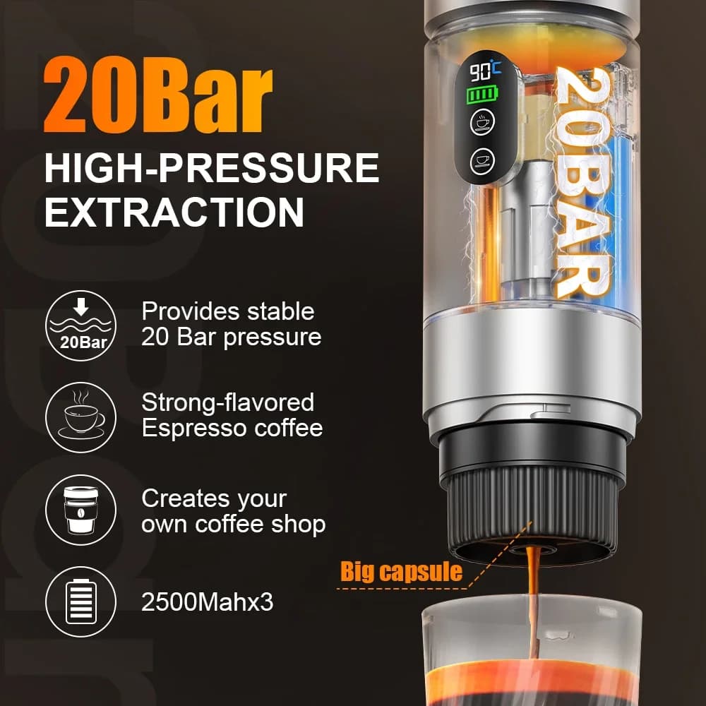 Přenosný espresso kávovar 3v1